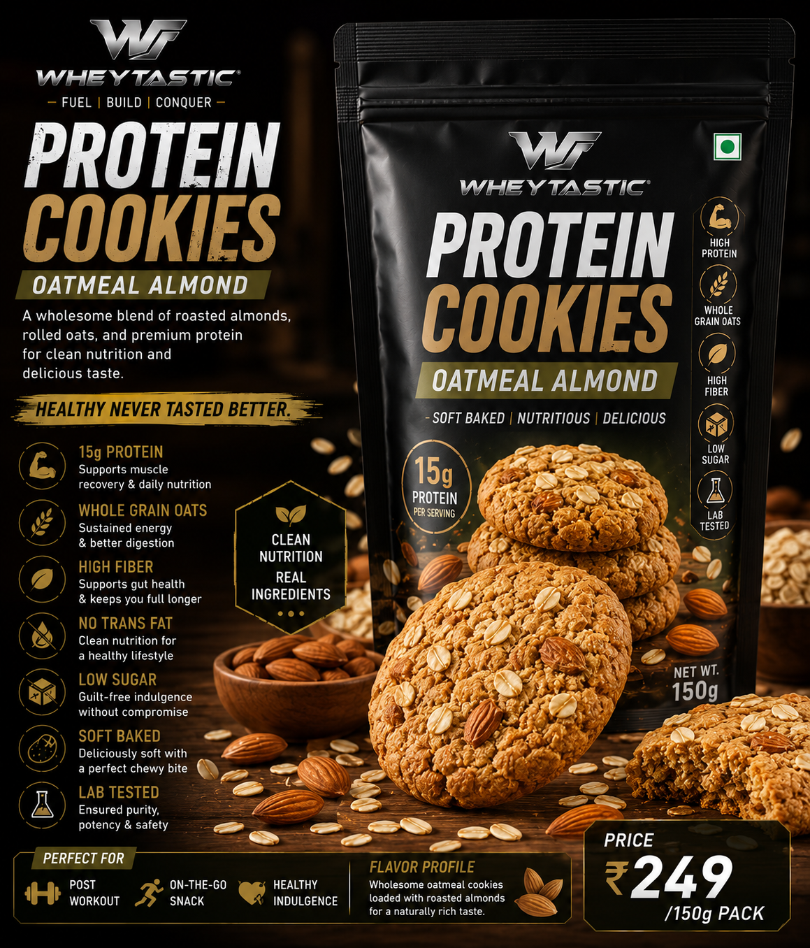 Wheytastic Protein Cookies – Oatmeal Almond